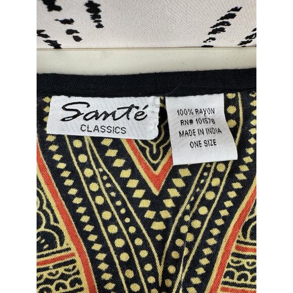 VTG Santé Classics Dashiki Kaftan Tunic Top Multicolor Boho Fringe Hem One Size - Picture 7 of 11